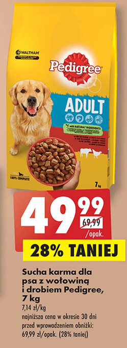 Biedronka Sucha karma dla psa z wołowiną i drobiem Pedigree, 7 kg oferta