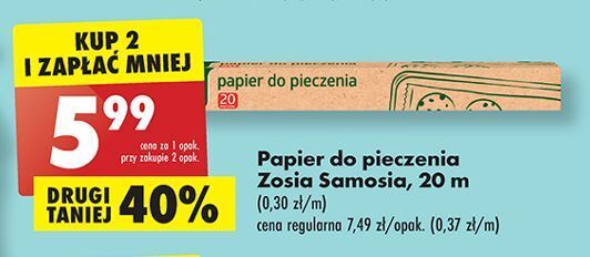 Biedronka Papier do pieczenia 20 m zosia samosia oferta