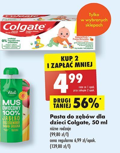 Biedronka Pasta do zębów 0-2 natural fruit colgate kids oferta