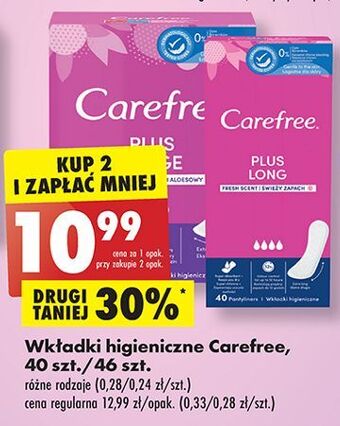 Biedronka Wkładki higieniczne long carefree plus oferta