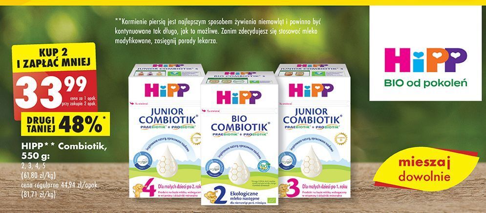Biedronka Mleko 2 hipp bio combiotik oferta