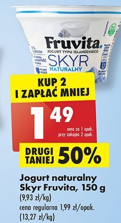 Biedronka Jogurt naturalny fruvita skyr oferta
