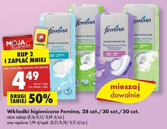 Biedronka Wkładki higieniczne normal femina daily freshness oferta