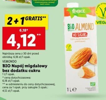 Lidl VEMONDO BIO Napój migdałowy bez dodatku cukru 1l oferta