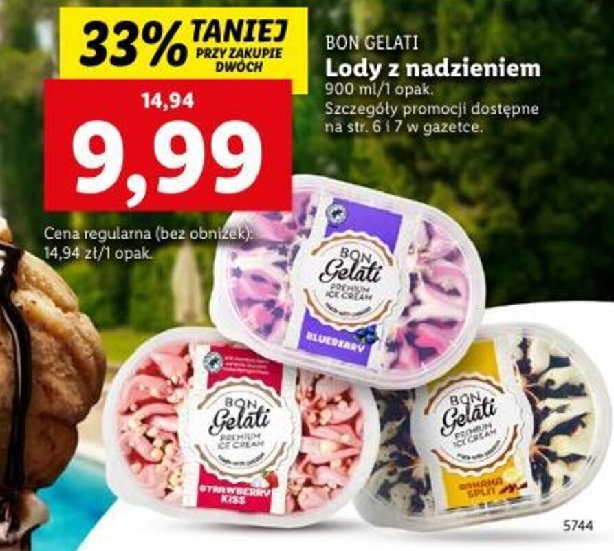 Lidl BON GELATI Lody z nadzieniem 900 ml oferta