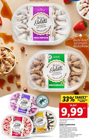 Lidl BON GELATI Lody z nadzieniem 900 ml oferta