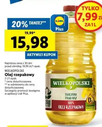 Lidl WIELKOPOLSKI Olej rzepakowy 2l oferta