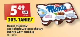 Biedronka Deser mleczny czekoladowo-orzechowy Monte Zott, 6x55 g oferta