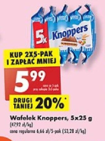 Biedronka Wafelek Knoppers, 5x25 g oferta