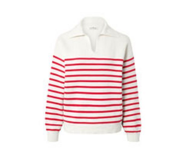 Tchibo Sweter z dzianiny z kołnierzem, biało-czerwony oferta