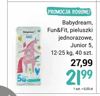 Rossmann Babydream, Fun&Fit, pieluszki jednorazowe, Junior 5 12-25 kg, 40 szt oferta