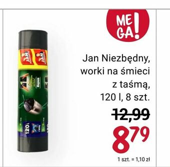 Rossmann Jan Niezbędny, worki na śmieci z taśmą, 120 l, 8 szt oferta