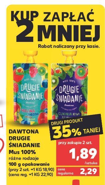 Kaufland Mus malina jagoda jabłko banan drugie śniadanie oferta