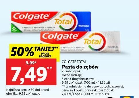 Lidl Pasta do zębów original colgate total oferta