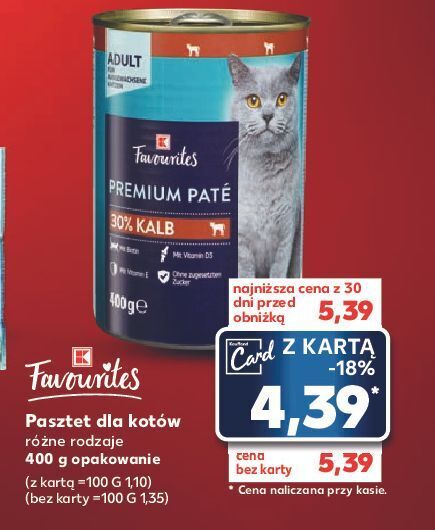 Kaufland Pasztet dla kota premium z cielęciną k-classic favourites oferta