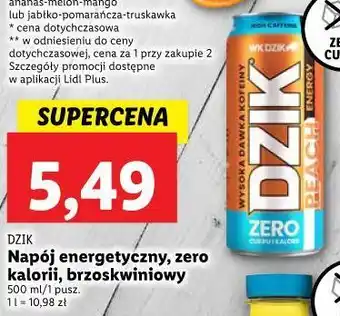 Lidl Napoj energetyczny peach zero wk dzik oferta