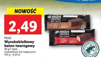 Lidl Baton wysokobiałkowy twarogowy cappuccino pilos high protein oferta