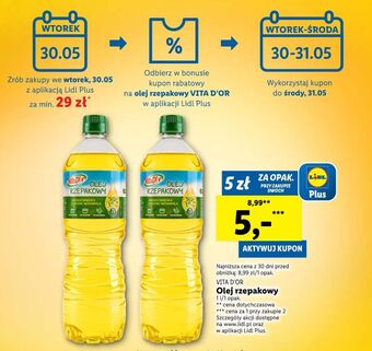 Lidl Olej rzepakowy vita d'or oferta