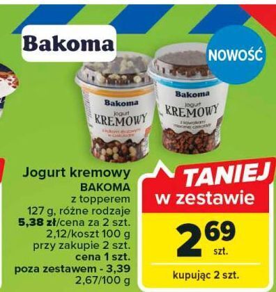 Carrefour Jogurt z kawałkami mlecznej czekolady bakoma kremowy oferta