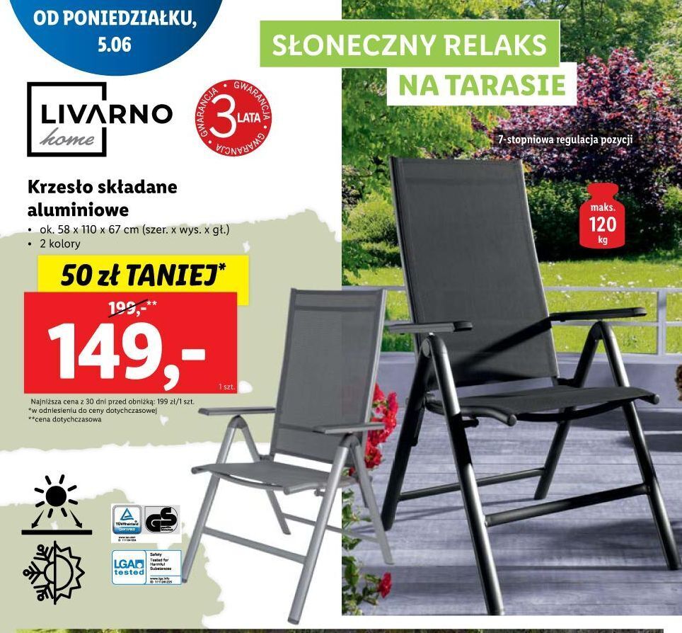 Lidl Krzesło składane livarno home oferta
