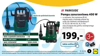 Lidl Pompa zanurzeniowa do wody czystej 400 w parkside oferta