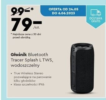 Biedronka Głośnik bluetooth tws splash l czarny tracer oferta