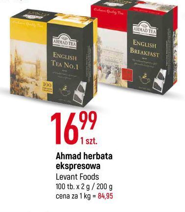 E.Leclerc Herbata ekspresowa z zawieszką ahmad tea london english no. 1 oferta