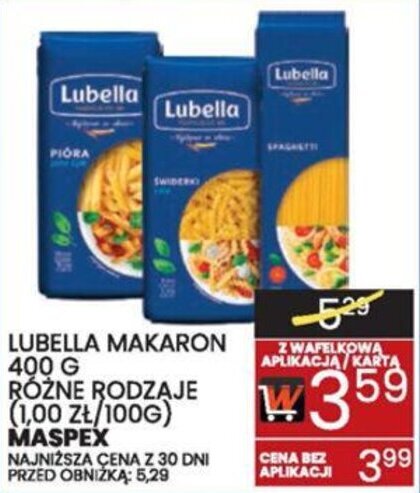 Wafelek LUBELLA MAKARON 400 G MASPEX oferta