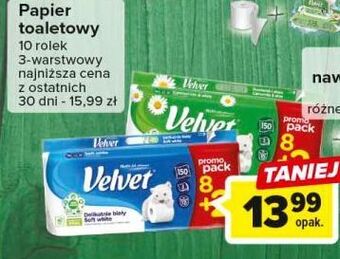 Carrefour Papier toaletowy delikatnie biały velvet oferta