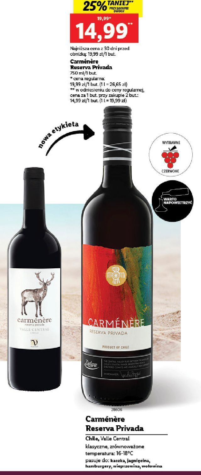 Lidl Wino carmenere reserve privada oferta