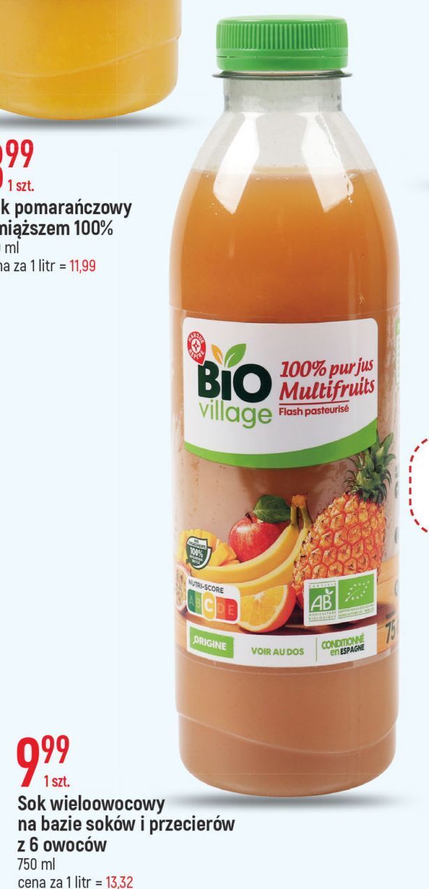 E.Leclerc Sok wieloowocowy wiodąca marka bio village oferta