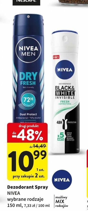 Intermarche Antyperspirant fresh nivea invisible black & white oferta
