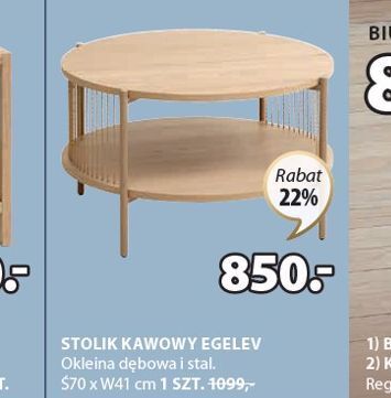 JYSK Stolik kawowy egelev s70 x w41 cm oferta