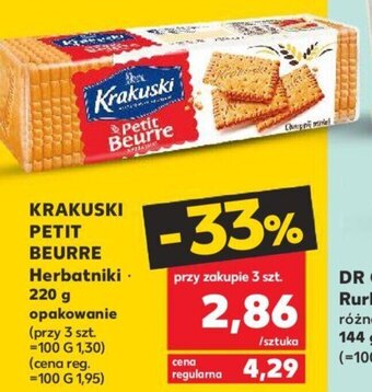 Kaufland KRAKUSKI PETIT BEURRE Herbatniki 220g oferta