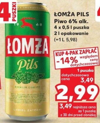 Kaufland ŁOMŻA PILS Piwo 6% alk. 4 x 0,5 l puszka oferta