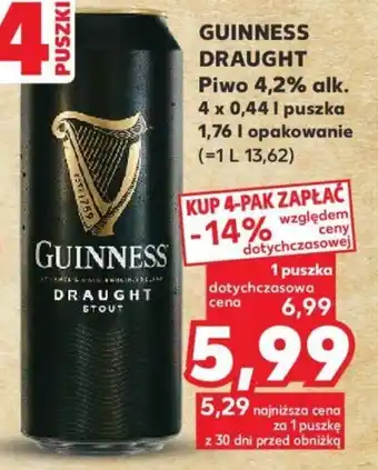 Kaufland GUINNESS DRAUGHT Piwo 4,2% alk. 4 x 0,44l oferta