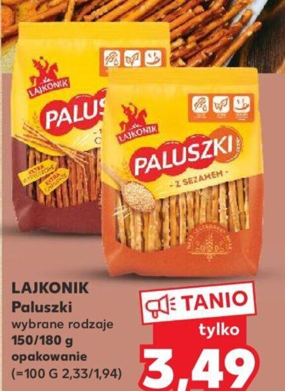 Kaufland LAJKONIK Paluszki wybrane rodzaje 150/180 g oferta