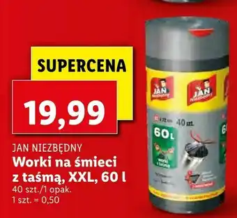 Lidl Worki na śmieci z taśmą, XXL, 60 l oferta