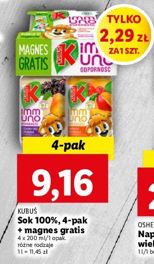 Lidl Napój mix kubuś immuno odporność oferta