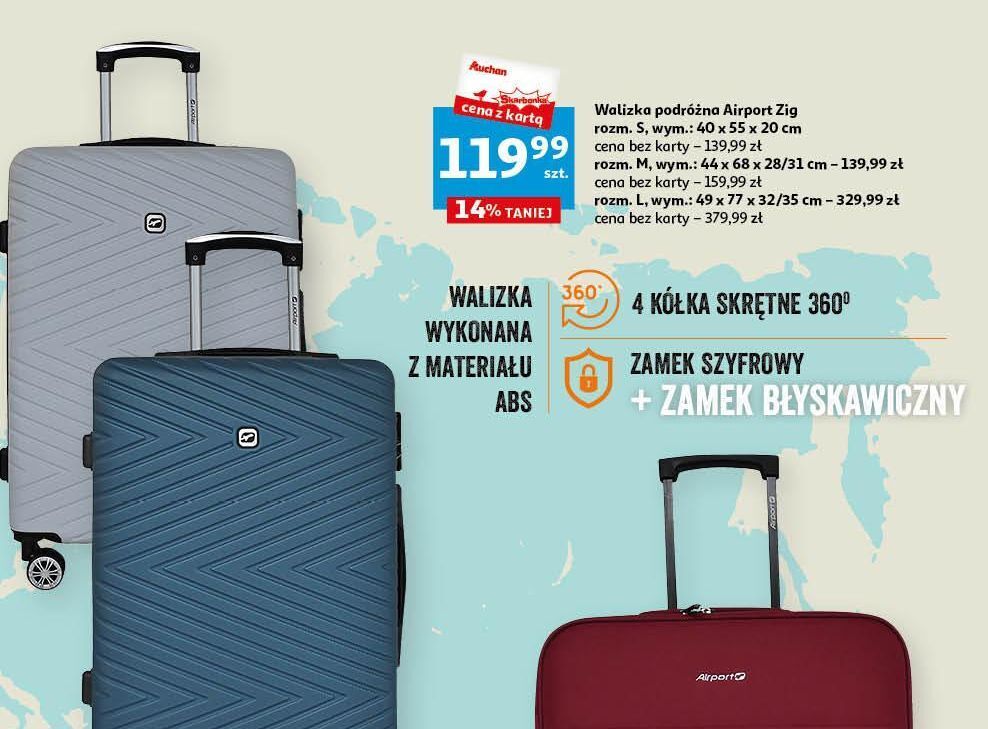 Auchan Walizka zig zag rozm. m airport oferta