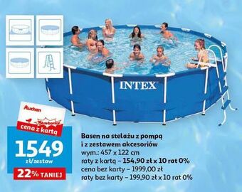 Auchan Basen stelażowy wym. 457 x 122 cm z akcesoriami intex oferta
