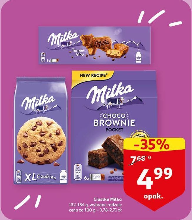 Auchan Ciastka czekoladowe milka xl cookie oferta