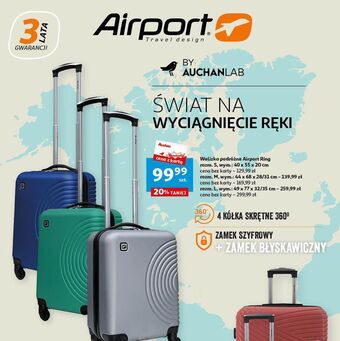 Auchan Walizka podróżna ring m 44 x 68 28/31 cm airport oferta
