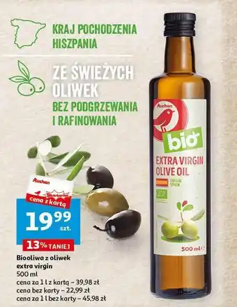 Auchan Oliwa z oliwek extra virgin auchan bio oferta