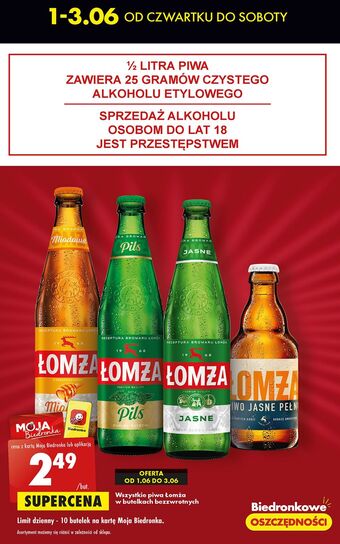 Biedronka Piwo łomża pils oferta