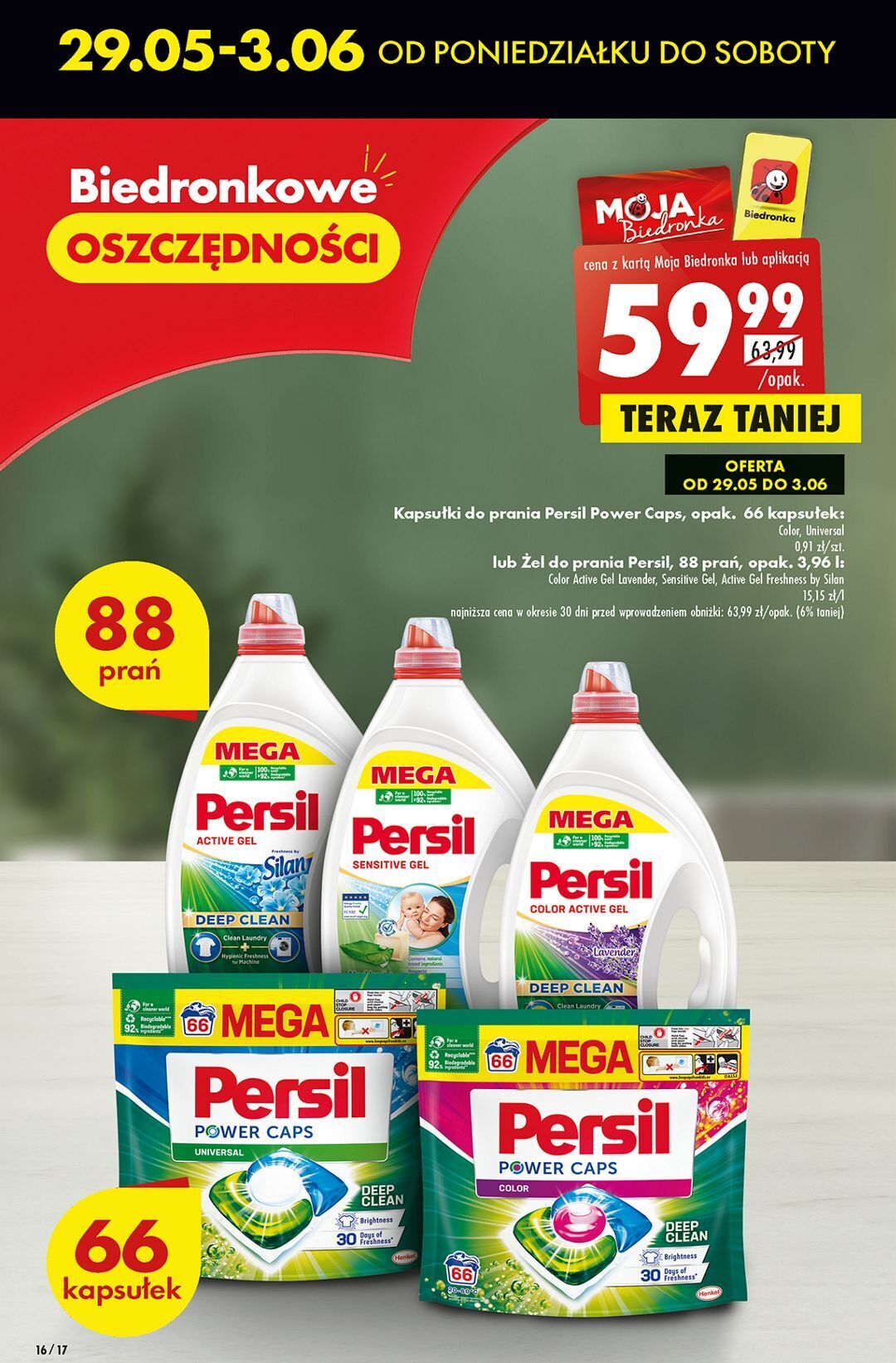 Biedronka Kapsułki do prania deep clean color persil power caps oferta
