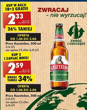 Biedronka Piwo kasztelan niepasteryzowane oferta