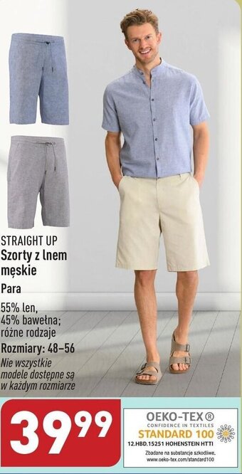 ALDI STRAIGHT UP Szorty z lnem męskie oferta