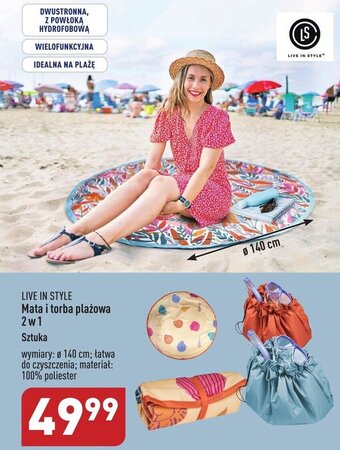 ALDI LIVE IN STYLE Mata i torba plażowa 2w1 oferta