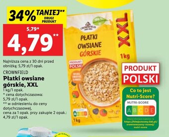 Lidl CROWNFIELD Płatki owsiane górskie, XXL 1kg oferta